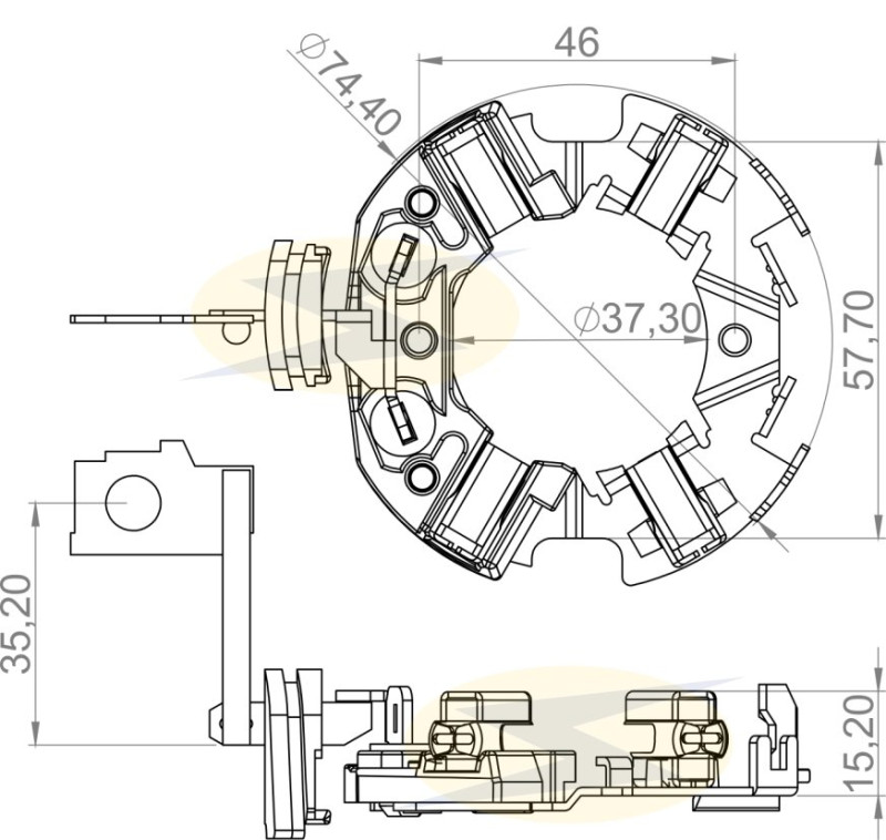 PORTA ESCOVA DO MOTOR DE PARTIDA 12V DM / DA UNIFAP - UF-1.115/4