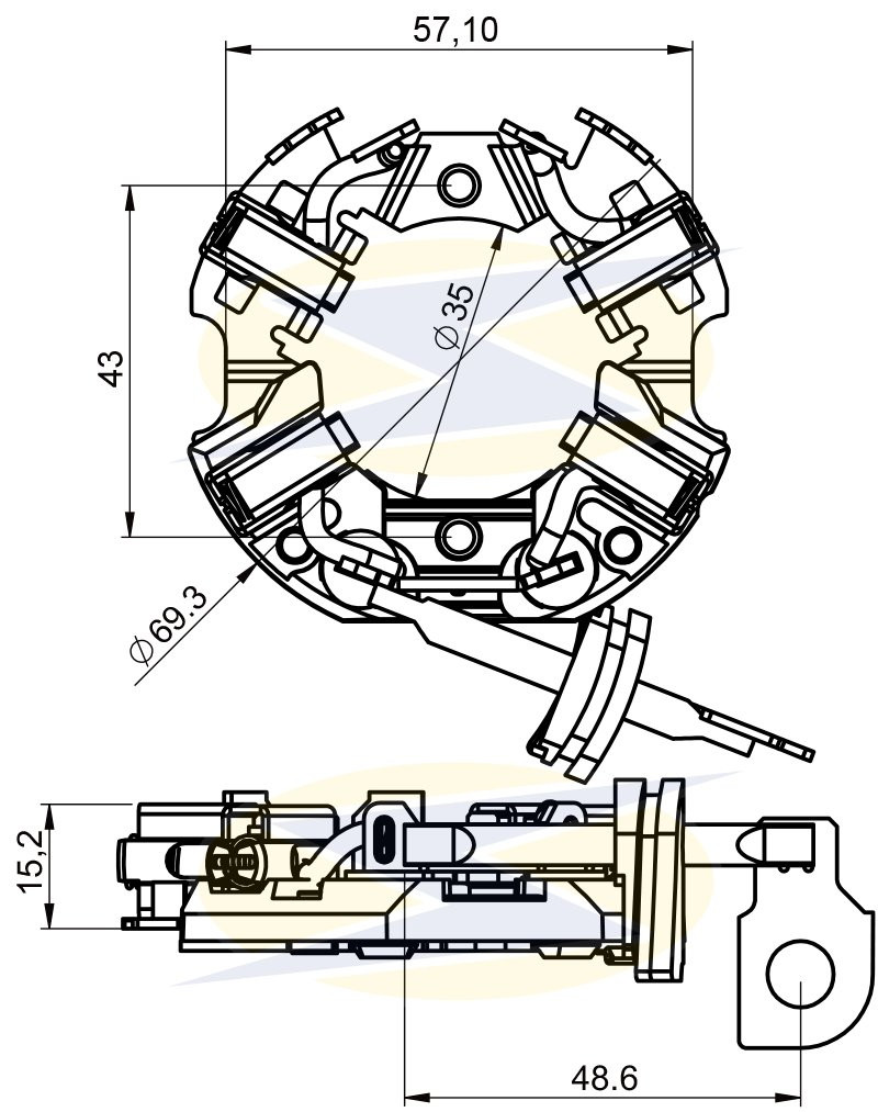 Porta Escova 12V Escort/Berlingo/Gol/A3/Sentra - Ref.1.117/4 Unifap